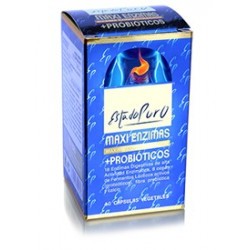 MAXI ENZIMAS + PROBIÓTICOS
Complemento alimenticio a base de 18 Enzimas Digestivas de alta Actividad Enzimática, 8 cepas de Fe