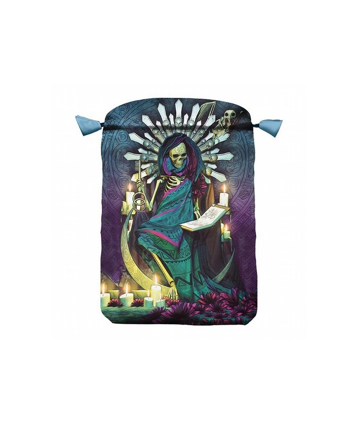 MS.BOLSA TAROT SANTA MUERTE SEDA AZUL
