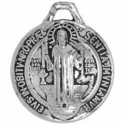Medalla San Benito Mini concava 1,7 cm (Niquelada) (Reverso Cruz)