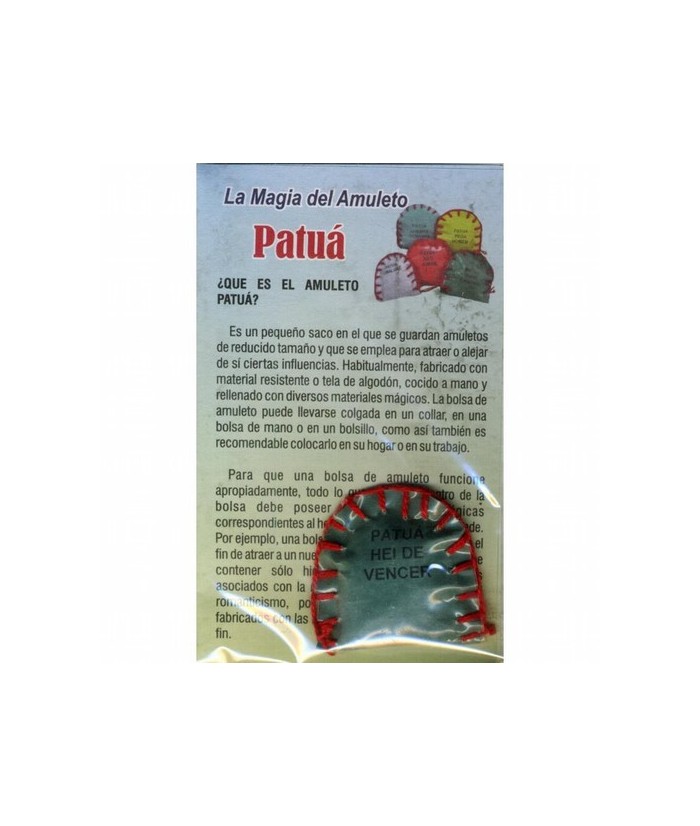 ¿QUE ES EL AMULETO PATUÁ?
Es un pequeño saco en el que se guardan amuletos de reducido tamaño y que se emplea para atraer o al