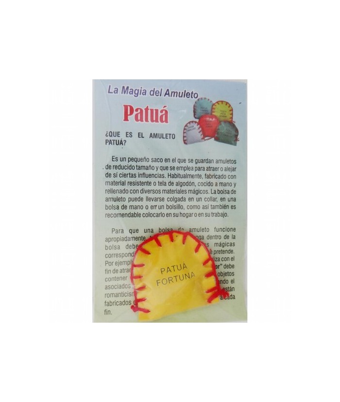 ¿QUE ES EL AMULETO PATUÁ?
Es un pequeño saco en el que se guardan amuletos de reducido tamaño y que se emplea para atraer o al