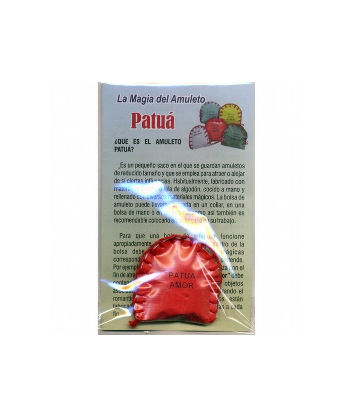 ¿QUE ES EL AMULETO PATUÁ?
Es un pequeño saco en el que se guardan amuletos de reducido tamaño y que se emplea para atraer o al