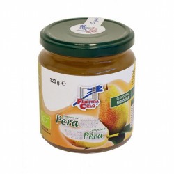 Compota de pera procedente de agricultura ecológica certificada. Obtenida de la cocción de la fruta y su mezcla con concentrado