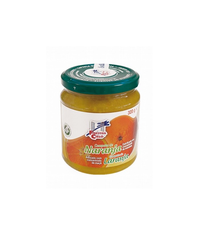 Compota de naranja procedente de agricultura ecológica certificada. Obtenida de la cocción de la fruta y su mezcla con concentr
