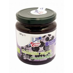 Compota de grosella negra procedente de agricultura ecológica certificada. Obtenida de la cocción de la fruta y su mezcla con c