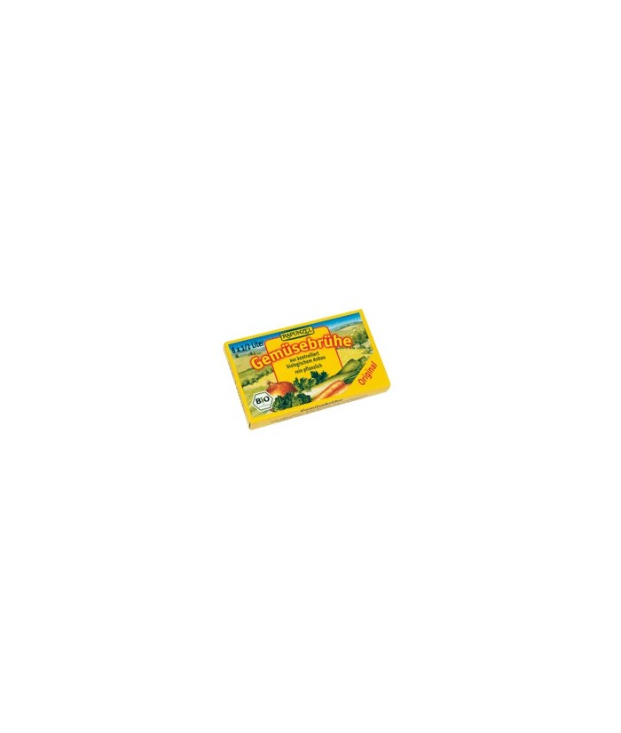 Caldo vegetal en cubitos 100% orgánico, ideal para sazonar y condimentar sopas, salsas y cualquier plato, o simplemente como un