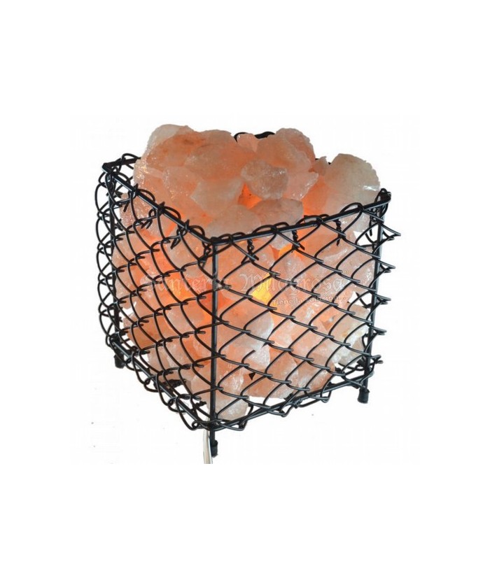 Lampara Sal Canasta Cuadrada c/ piedras 22 cm x 20 cm
