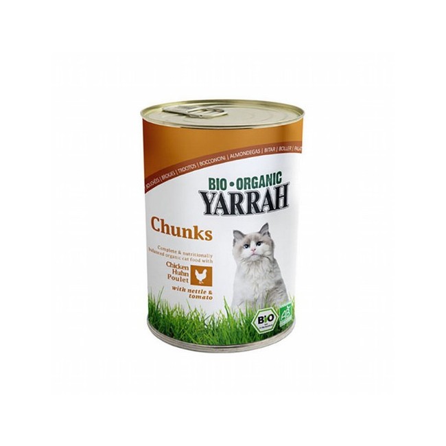 Trozos suculentos de 34% de pollo en salsa Bio Yarrah.

Se ha añadido ortiga a los trozos de pollo.

La ortiga es buena par
