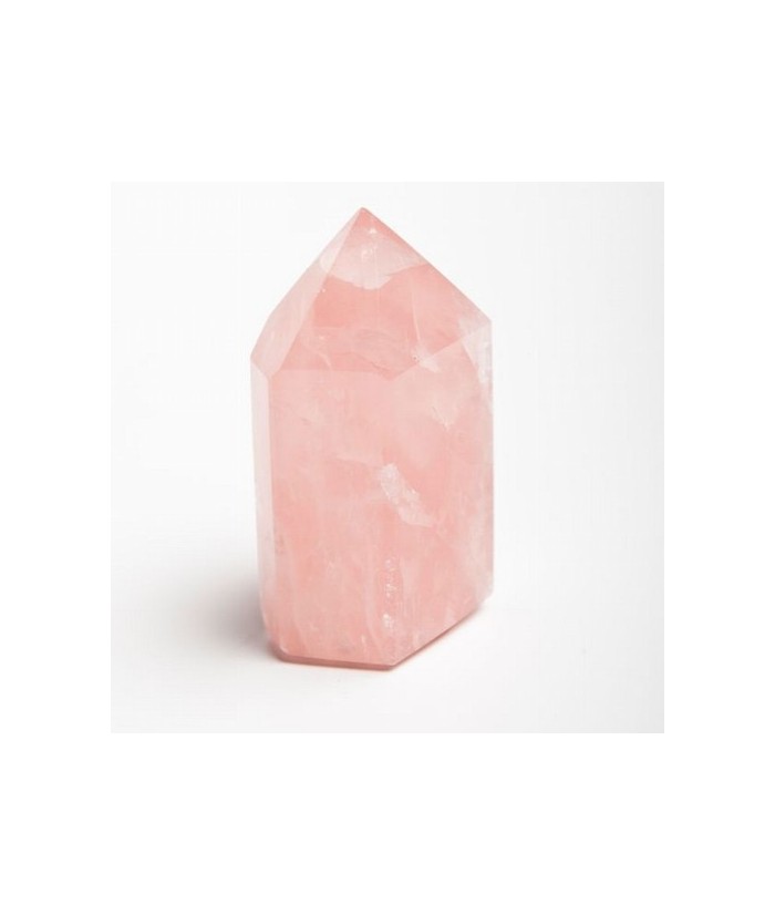 Punta pulida de cuarzo rosa de calidad extra procedente de Brasil.

Peso: 200-250 grs/ud