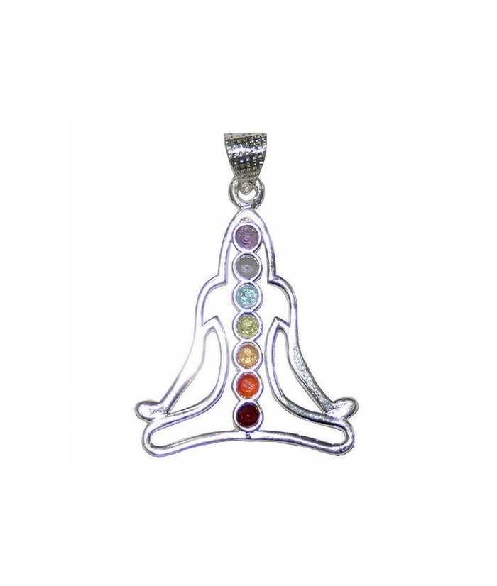 Colgante buda con los 7 chakras. 
Artículo procedente de India. 
Medida: 55 x 33mm.