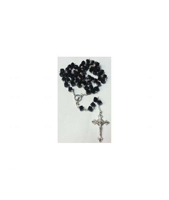 Rosario Cristal Rombo Negro 8 mm