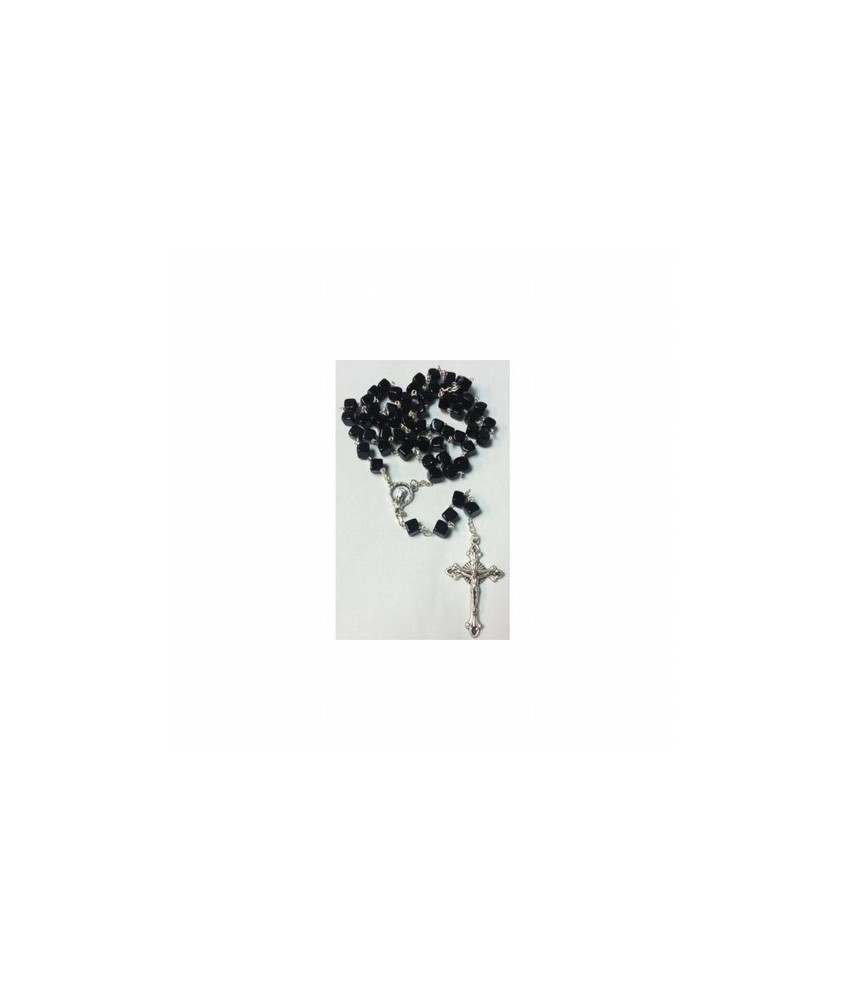 Rosario Cristal Rombo Negro 8 mm