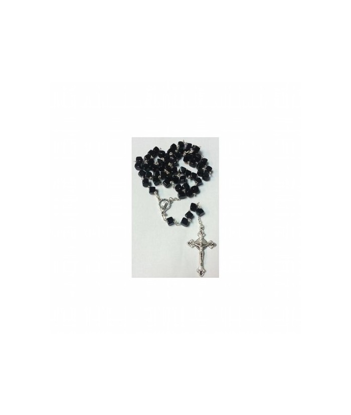 Rosario Cristal Rombo Negro 8 mm