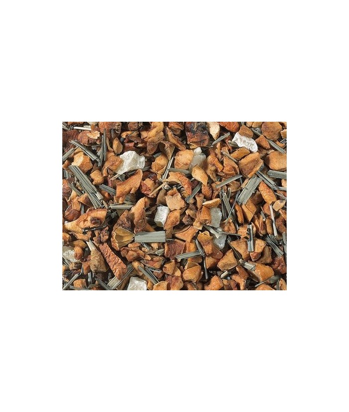 trozos de manzana, cubitos de piña (piña, azúcar), aroma, citronela.
Importante: Siempre echar agua hirviendo y dejar infusion