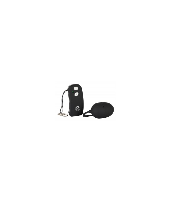 Negro, huevo vibro a prueba de agua (5 cm de longitud, Ø 3,7 cm) con mando a distancia inalámbrico. 7 niveles de vibración. Mat