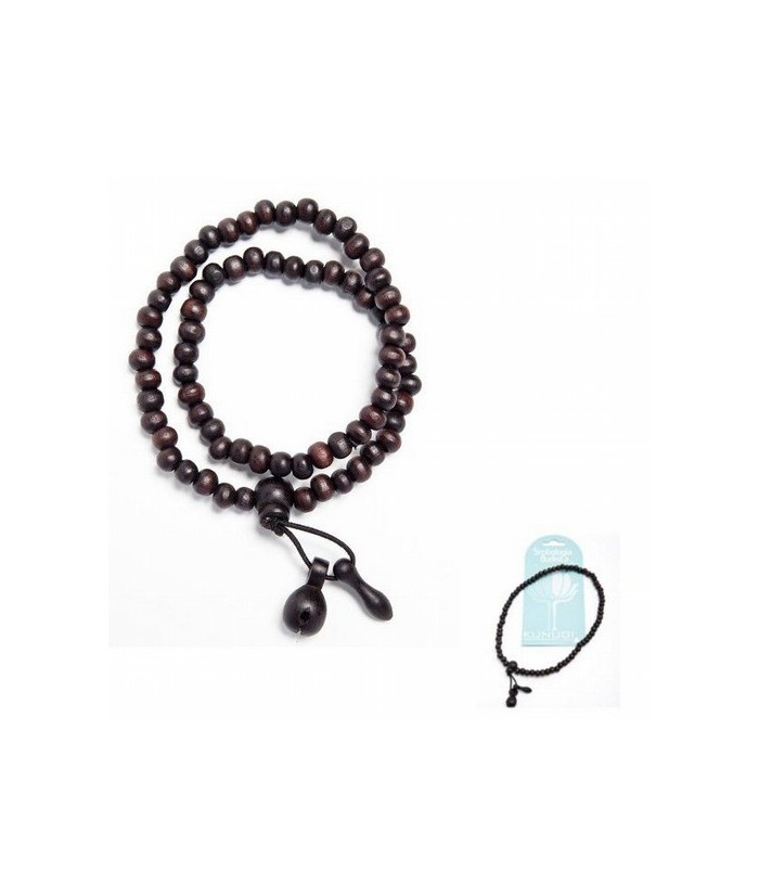Pulsera mala tibetano con bolas 6mm en madera oscura.