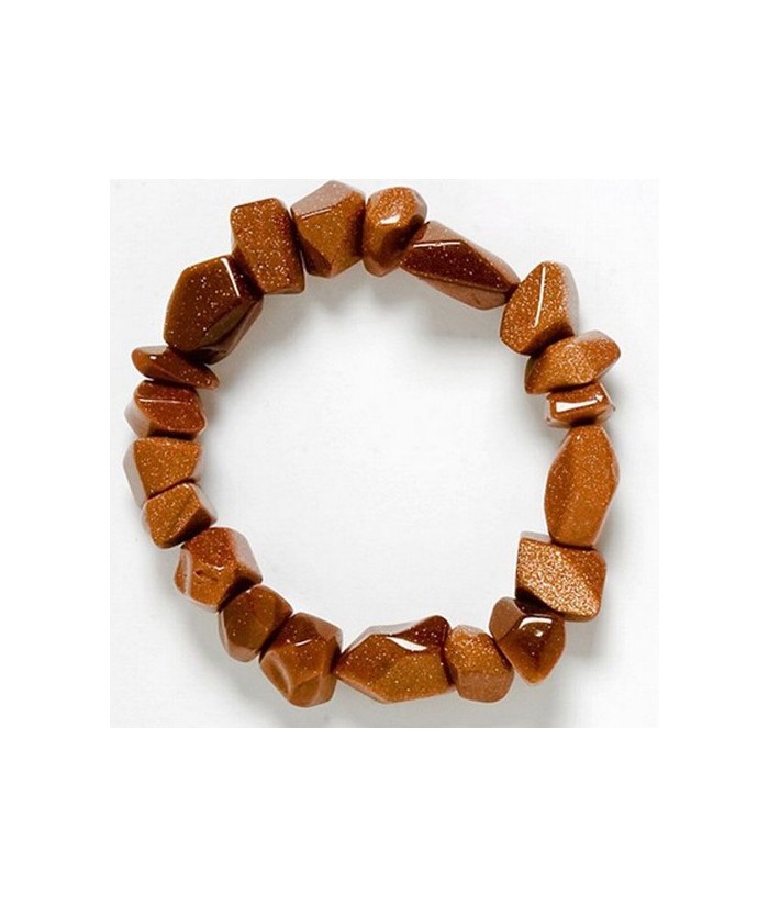 Pulsera de Aventurina Dorada de 19 piezas irregulares de aprox 10 mm. a 15 mm.
Engarzada en goma