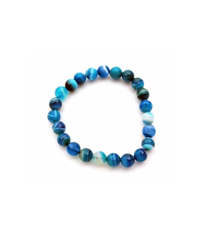 Pulsera de agata, bola 8 mm. facetada.