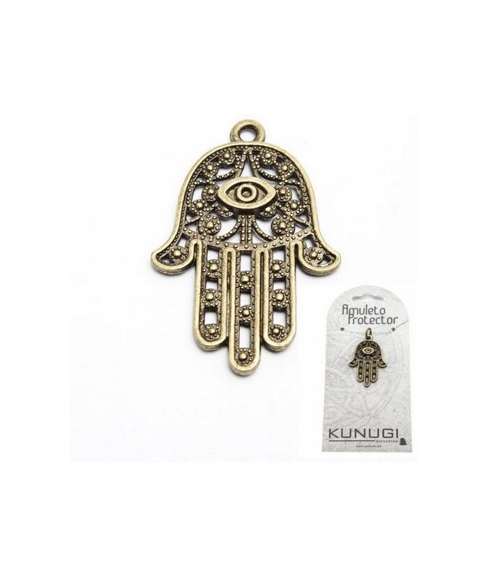 Colgante en metal dorado Mano de Fatima.

Medida aproximada de 4x2 cm.