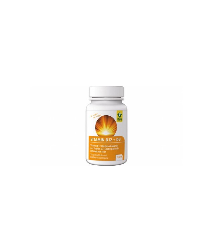 Vitamin B12 + D3 (Comprimidos para chupar)
Con sabor a fruta del bosque

Suplementos dietéticos veganos
Vitamina B12 (metil