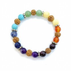 Pulsera Chakra Bola 8mm. con semillas.