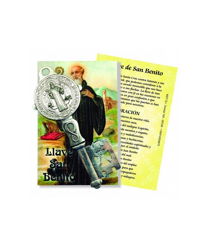 Amuleto Llave San Benito Grande con oracion (13 x 4.5 cm)