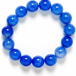 Pulsera de 15 bolas de ágata Azul pulida de 12 mm.
Engarce de goma elástica