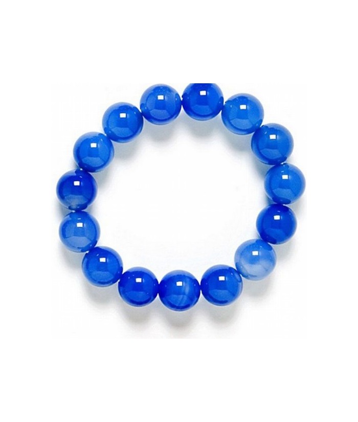 Pulsera de 15 bolas de ágata Azul pulida de 12 mm.
Engarce de goma elástica