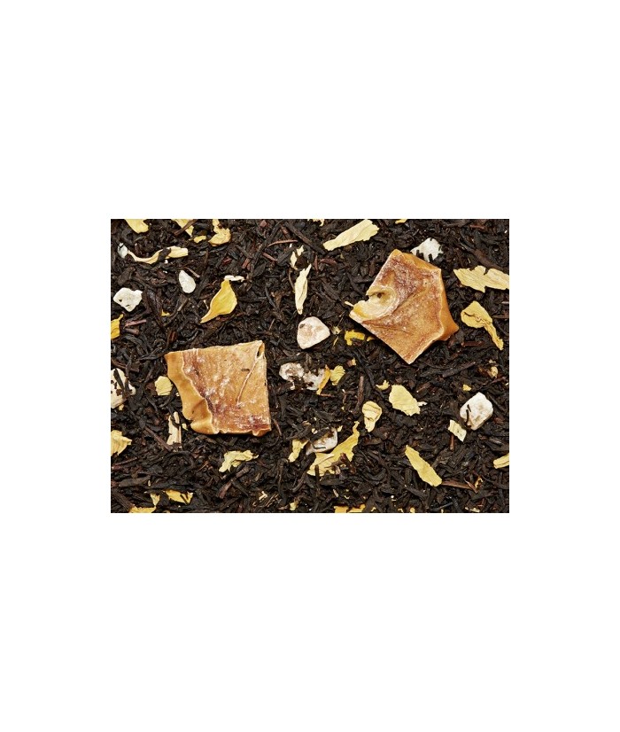 Té negro (82%), cubitos de melón (melón, azúcar), trozos de caqui, aroma, flor de girasol