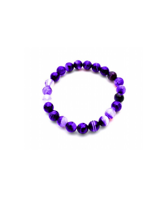 Pulsera de agata, bola 8 mm. facetada.