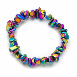 Pulsera elastica de Hematite Arcoiris en chip.