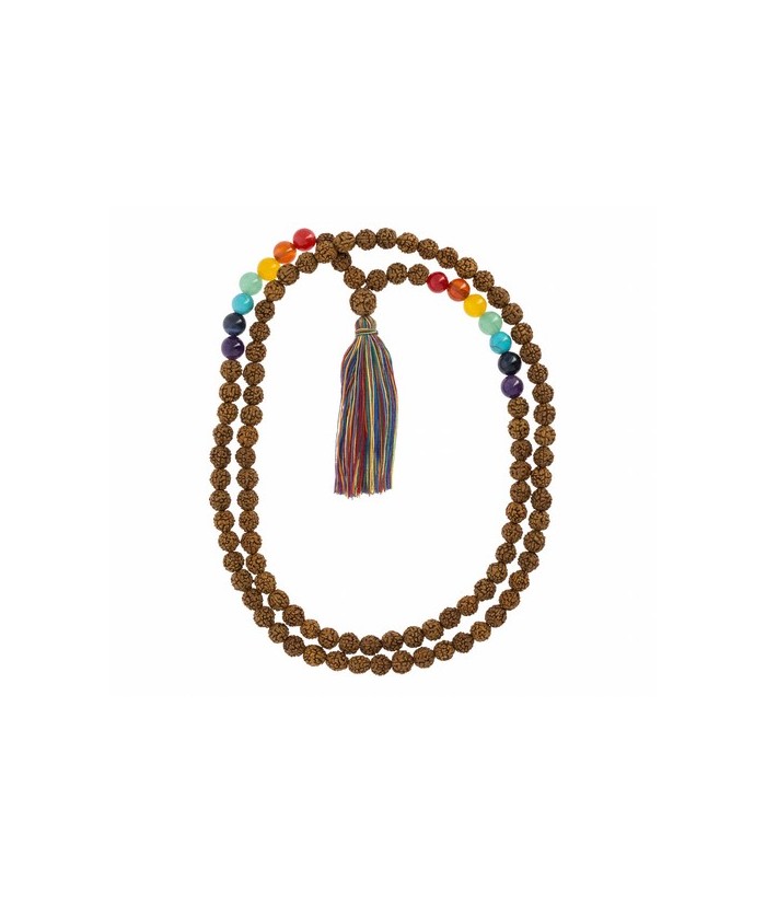 Características técnicas: 
Rudraksha y siete piedras semipreciosas. 108 cuentas.