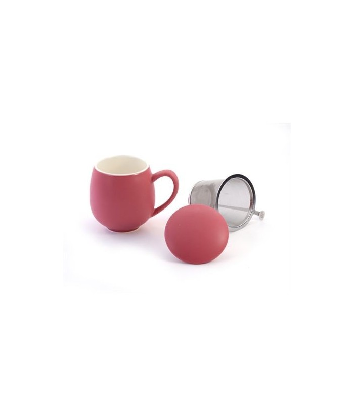Herb Tea Mug "Saara" porcelain, matte berry red