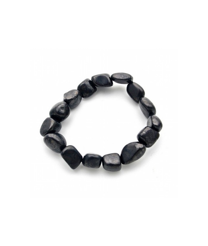 KU.PULSERA SHUNGITA RODADO IRREGULAR 7 - 10 MM.