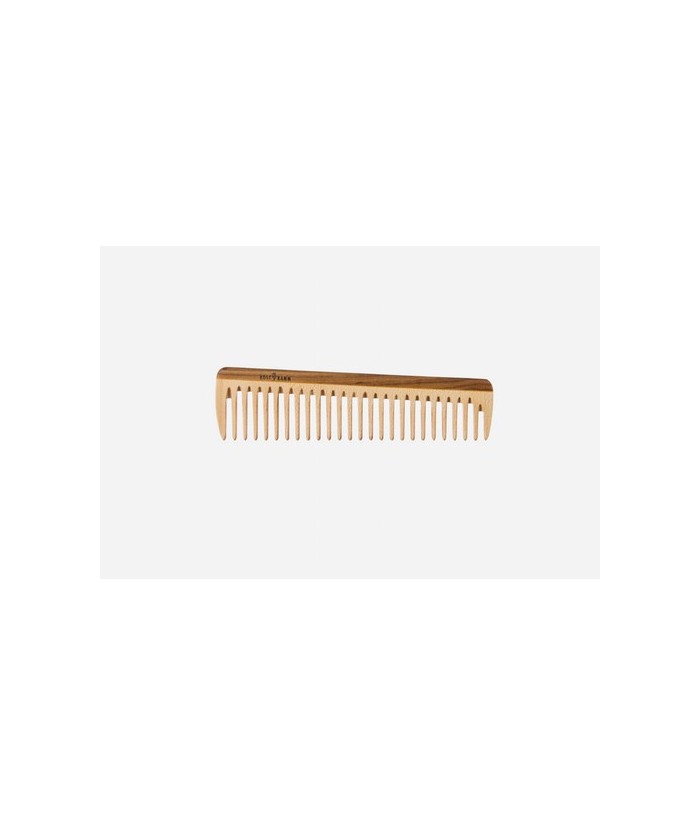 Peine de peluquería, madera, ancho, 19 cm.
Idoneidad: cabello medio a largo, liso u ondulado. Largo: 19 cm.