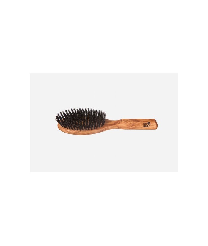 Cepillo para el pelo, madera de olivo, ovalado, cerdas rígidas de jabalí negro, 9 hileras
Idoneidad: pelo corto a mediano, lis