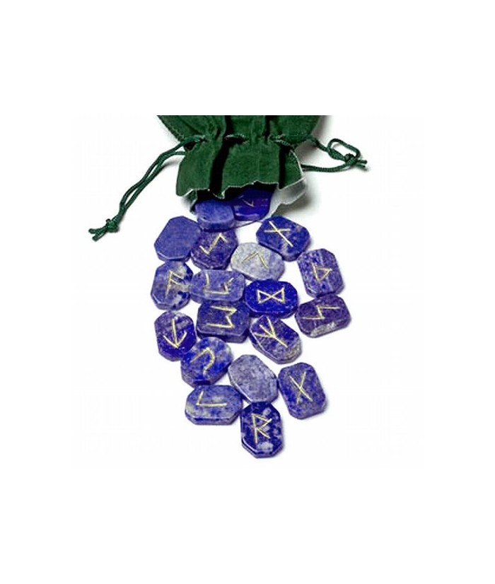 Runas Cuarzo Azul planas. 24 piezas.
Bolsa de terciopelo.
