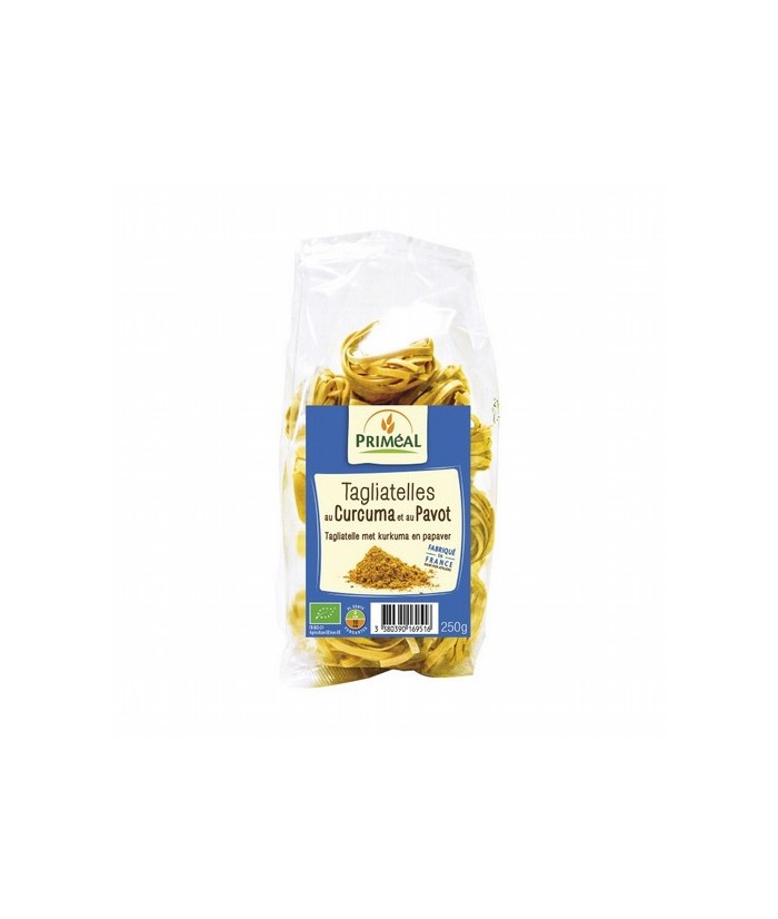 Deliciosos tagliatelle con el color y aroma exclusivo gracias a la cúrcuma y las semillas de amapola. Listos en 10 minutos, ide