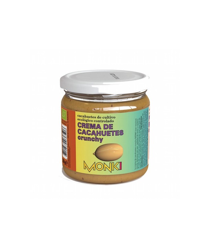 CREMA DE CACAHUETES CRUJIENTE BIO 330G MONKI
Crema de cacahuetes crunchy Monki (con trocitos)

Ingredientes:
cacahuetes tos