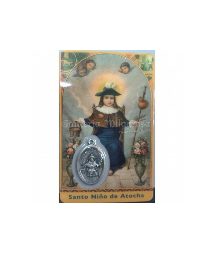 Estampa con Medalla Niño de Atocha 5.5 x 8.5 cm.