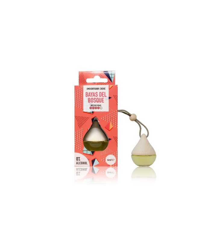 El ambientador coche Drop Bayas del Bosque perfuma coches, armarios y taquillas con un aroma frutal y herbal con una intensidad