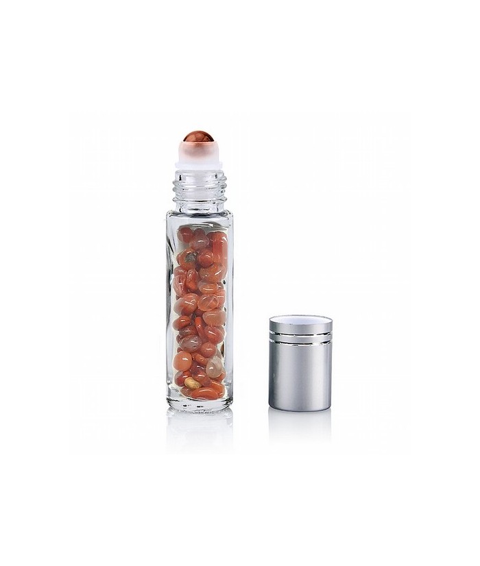 Aplicador roll-on para masajes con piedras chip de carneola. Ideal para gemoterapia.