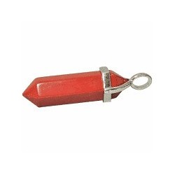 COLGANTE PUNTA BITERMINADA JASPE ROJO BISUTERIA
