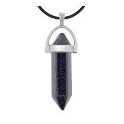 COLGANTE PUNTA BITERMINADA AVENTURINA AZUL BISUTERIA