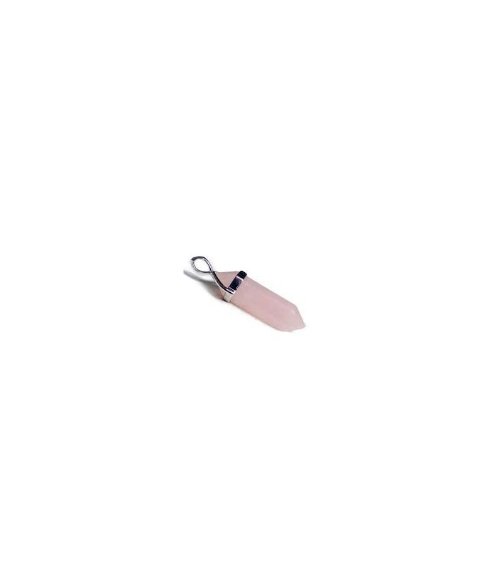 COLGANTE PUNTA BITERMINADA CUARZO ROSA BISUTERIA