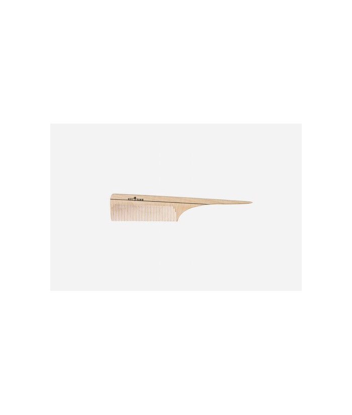 Peine para burlar, madera, fino, con mango, 18 cm
Idoneidad: pelo corto, liso, con punta de sección. Longitud: 18 cm.