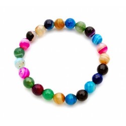 Pulsera de agatas surtidas de color en bola de 8 mm. facetada.

Engarzado en goma elástica.
