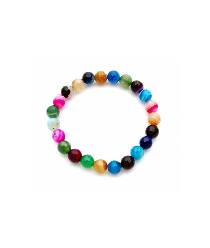 Pulsera de agatas surtidas de color en bola de 8 mm. facetada.

Engarzado en goma elástica.