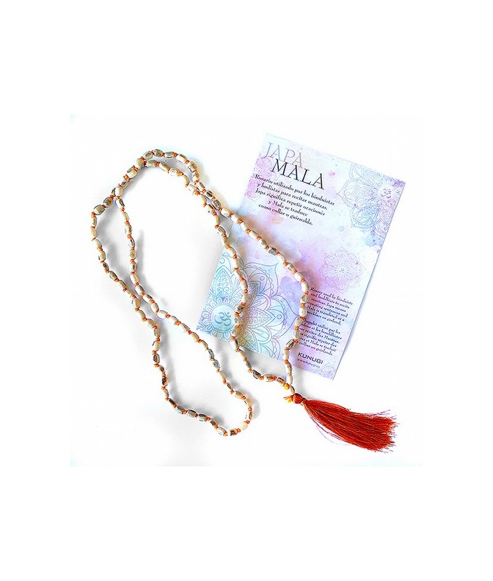 Mala de semillas de Tulsi (Albahaca Sagrada).

Medida semillas : 5x7mm

Compuesto por 108 cuentas.

Largo: 50cm

Incluy