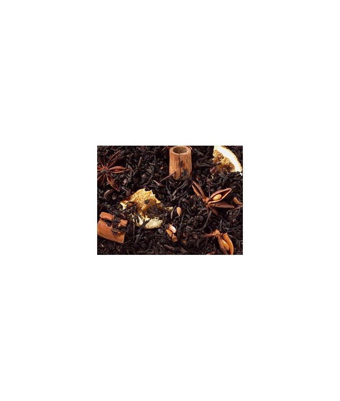 CANELA NARANJA
Té negro (72%), anis estrella, plaquitas de chocolate (ázucar, grano de cacao molido con manteca de cacao, polv